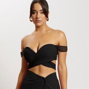 Meshki Nicky Twist Front Tie Top Black